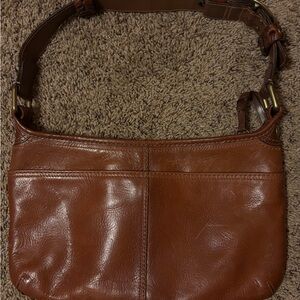 Coach Multicolor Plaid Interior with Brown Leather Patch